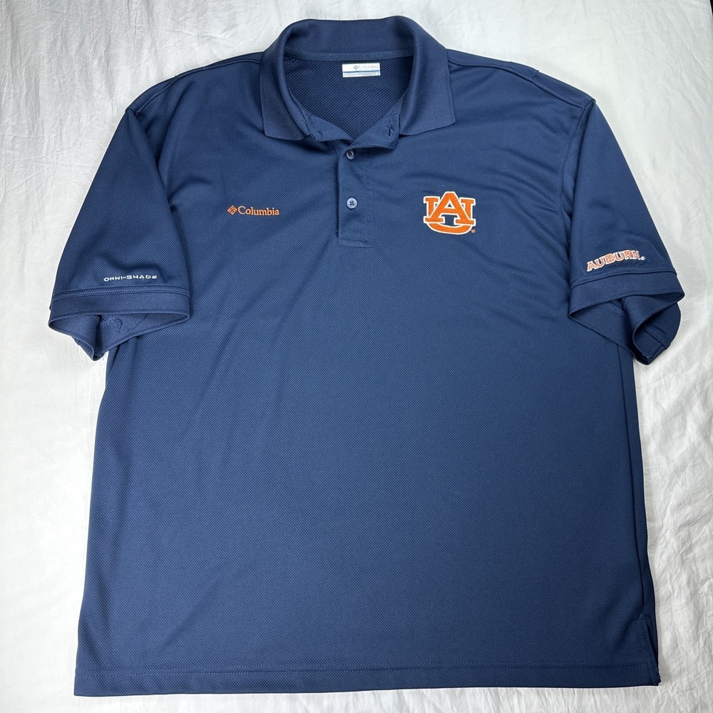 Columbia PFG‎ Mens Collegiate Omni-Shade Polo Shirt Auburn Tigers Blue Size L